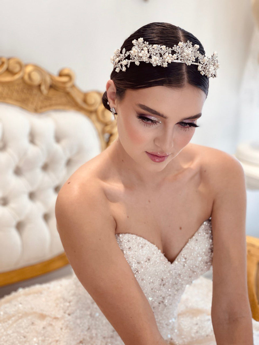 Brillante Tiara de Novia con Perlas Aguiar