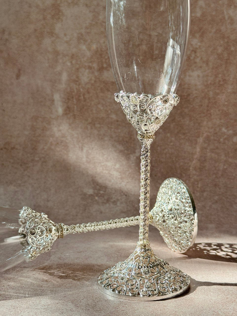 Set EBSET82 copas pala y cuchillo en chapa de plata con incrustación de cristal austriaco
Brindis Boda