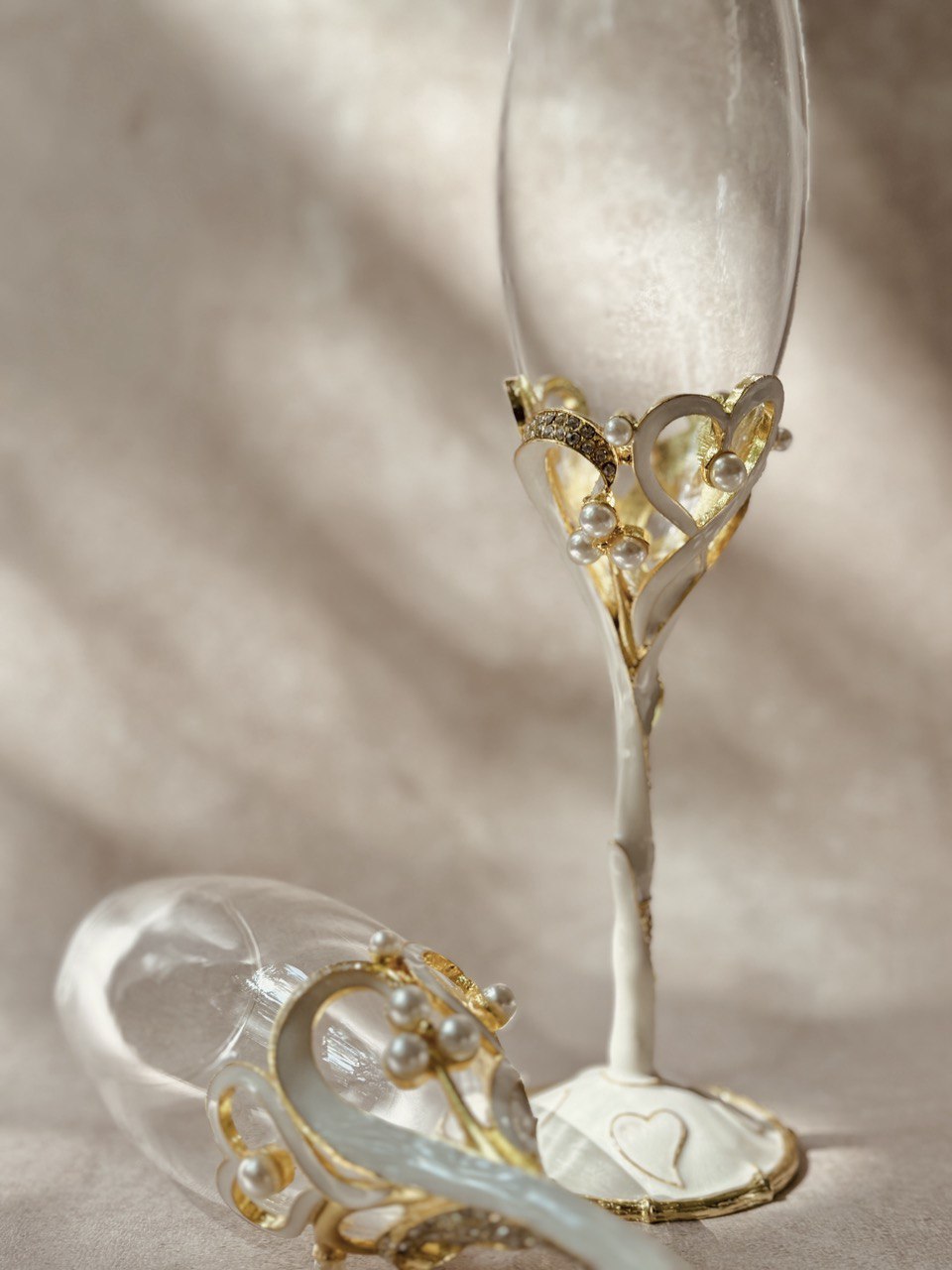 copas EBCP15 para brindis de novios con decoración de corazones con incrustaciones de cristal austriaco 