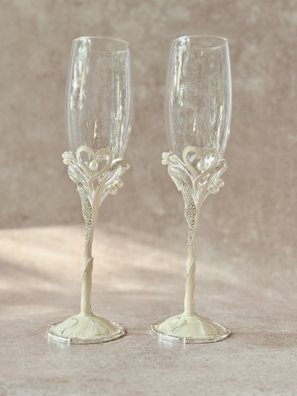 copas EBCP15 para brindis de novios con decoración de corazones con incrustaciones de cristal austriaco 