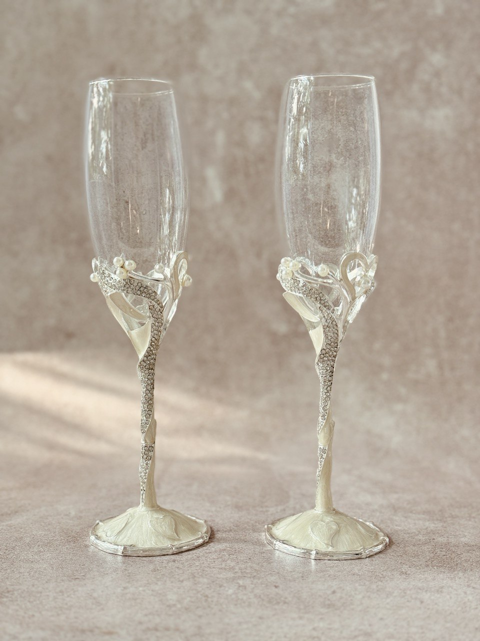 copas EBCP15 para brindis de novios con decoración de corazones con incrustaciones de cristal austriaco 