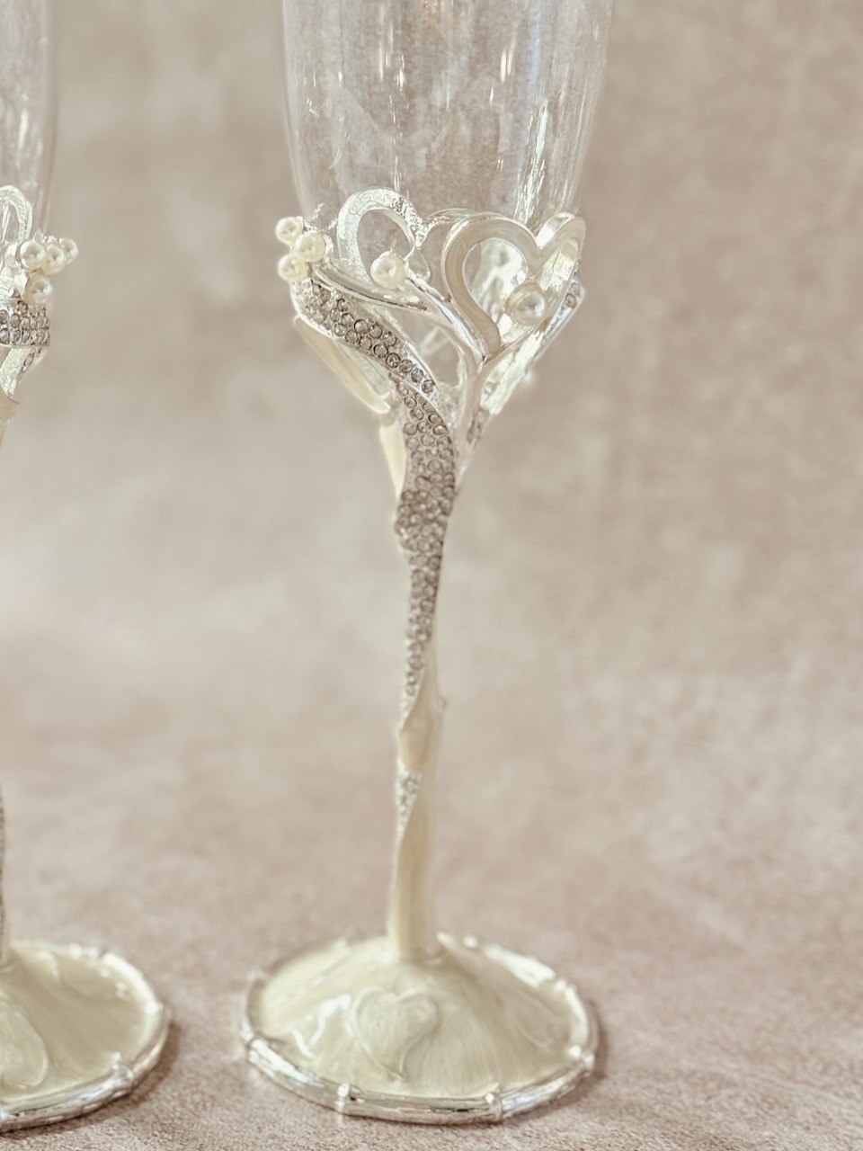 copas EBCP15 para brindis de novios con decoración de corazones con incrustaciones de cristal austriaco 