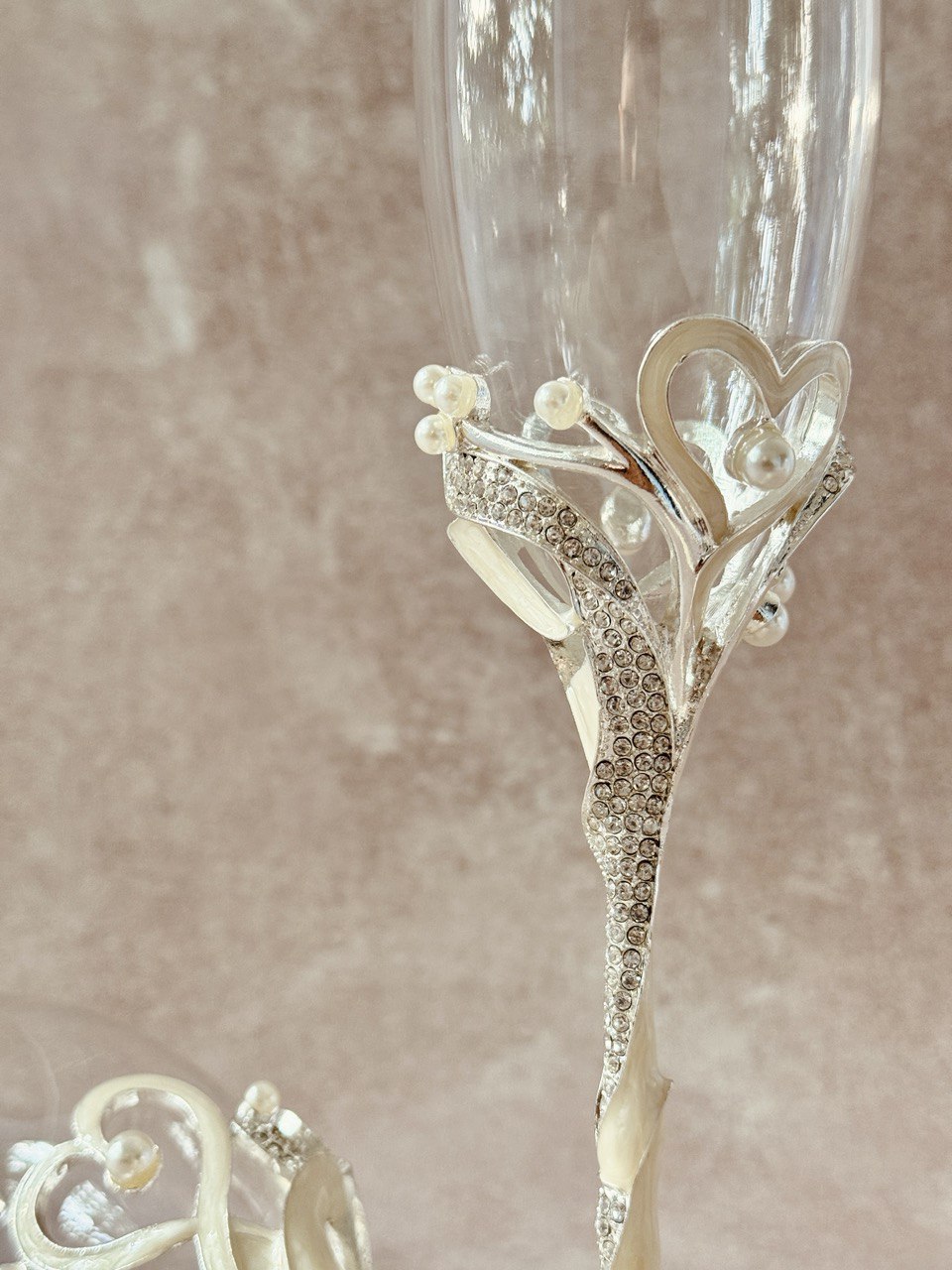 copas EBCP15 para brindis de novios con decoración de corazones con incrustaciones de cristal austriaco 