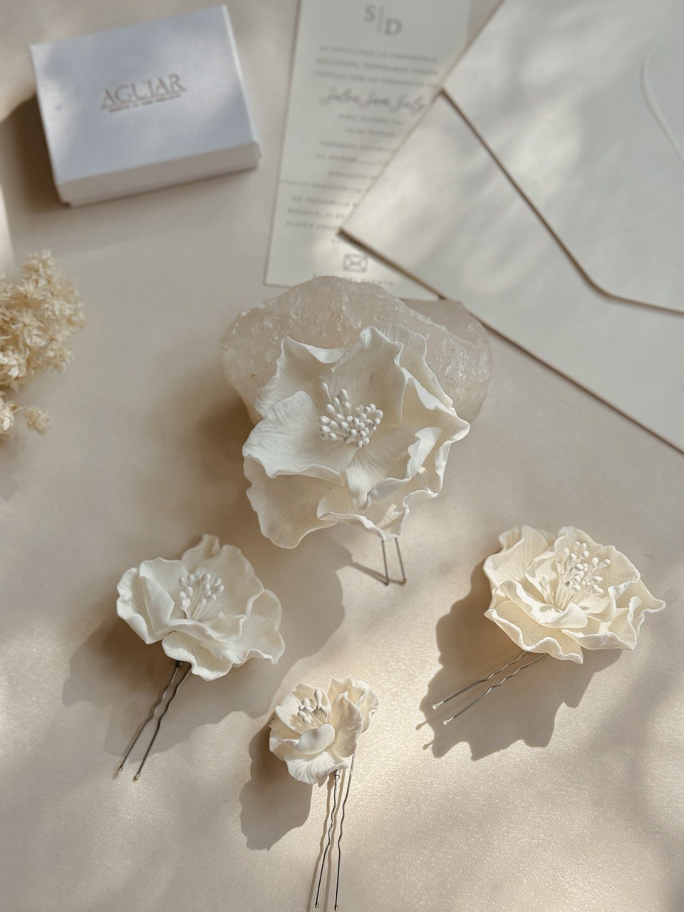Horquillas de pasta francesa carola flor ivory boho bridal hairstyle bridal headband 