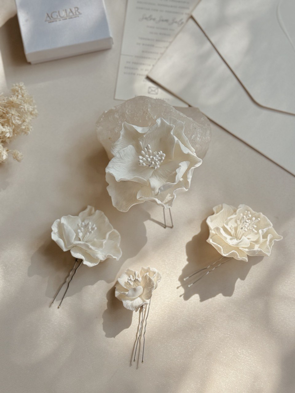 Horquillas de pasta francesa  carola flor ivory boho bridal hairstyle bridal headband 