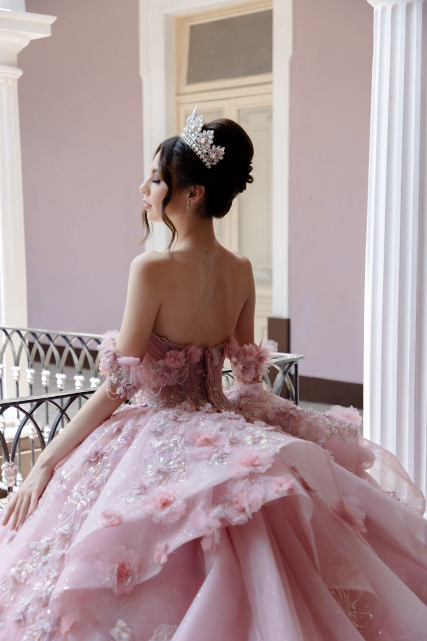 corona de quinceanera con cristal tornasol 