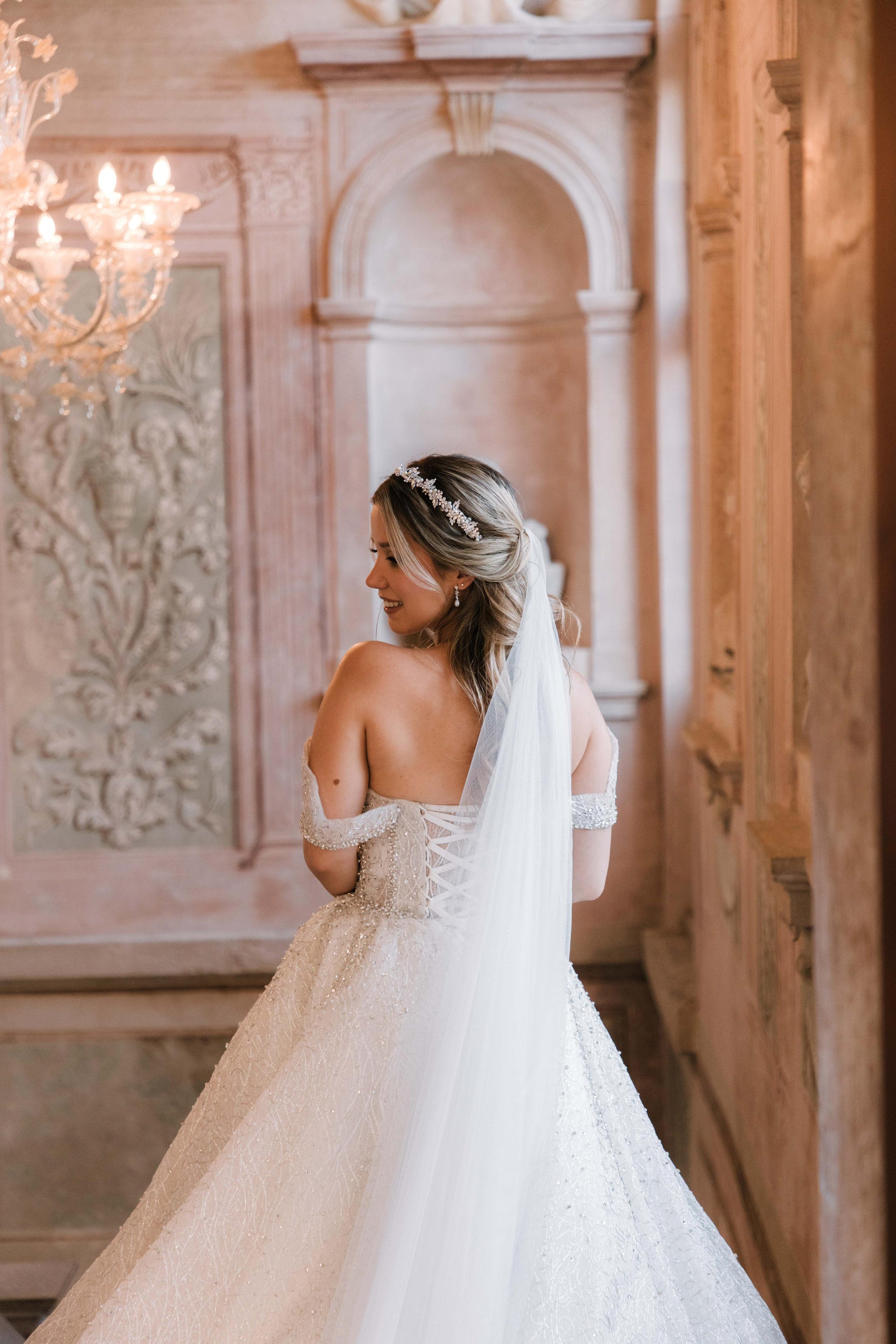 Novia Cadaver Velo De Novia Largo Catedral Tul Con Apliques De