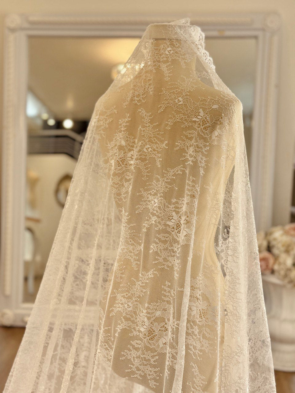 velo de novia de tul de seda español 