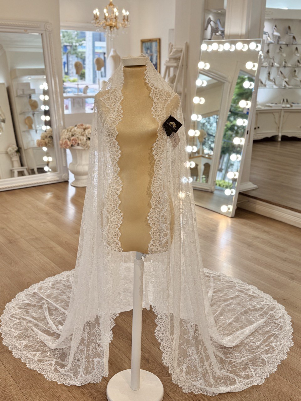 velo de novia de tul de seda español 