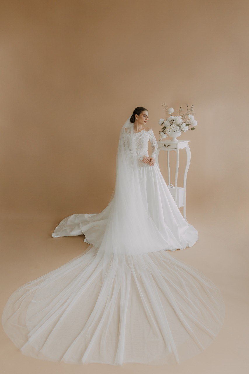 Velo de Novia de Tul de Seda Español con Doble Capa – Aguiar