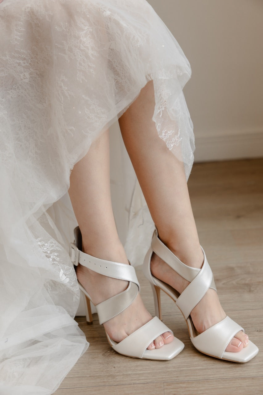 zapatillas de novia nacar con straps 