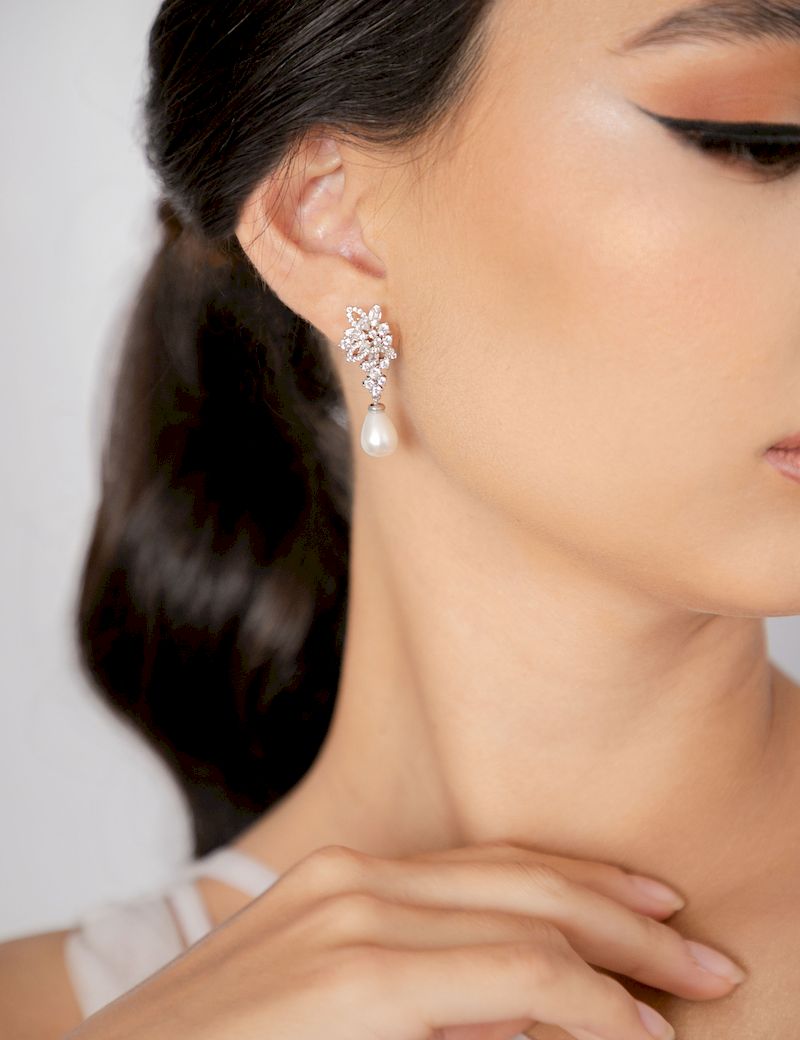arete de novia con perla ARETES ER27