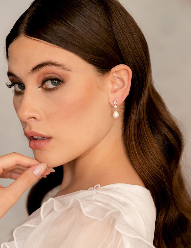 arete de novia con perla ARETES ZE70