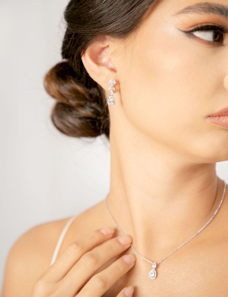 arete con dije y cristal JUEGO ER902
