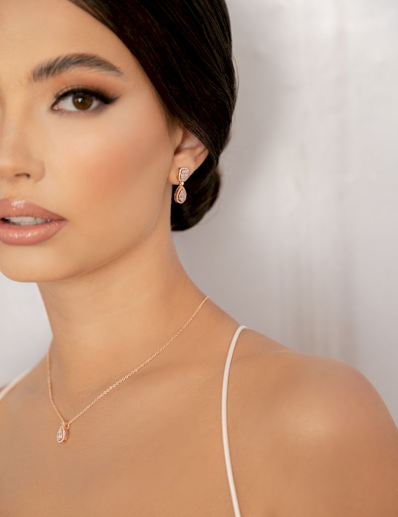 arete con dije y cristal JUEGO ER297