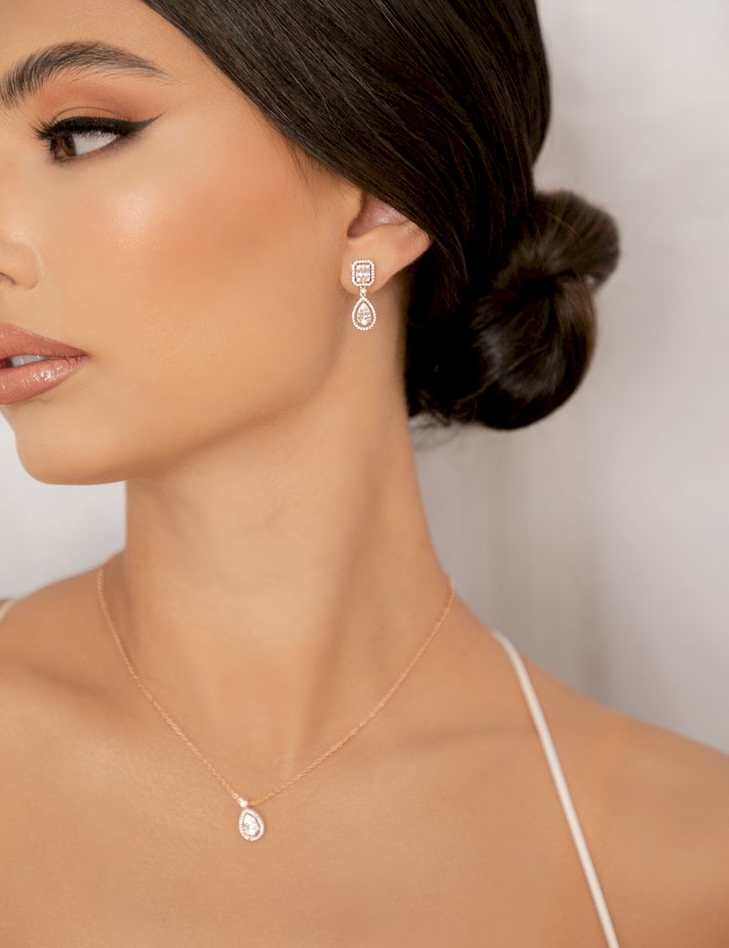 arete con dije y cristal JUEGO ER297