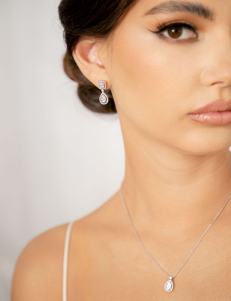 arete con dije y cristal JUEGO ER297