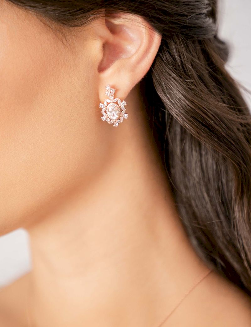 arete con dije y cristal JUEGO NE97