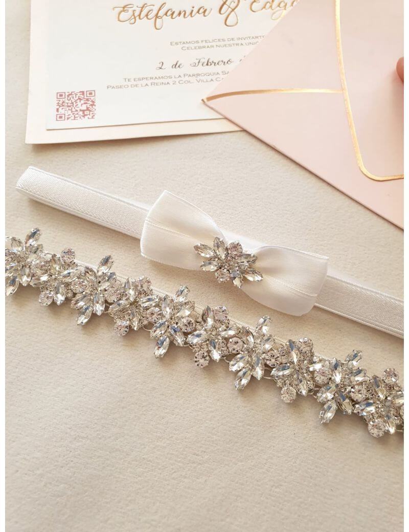 Liga de novia de pedrería Stardust ivory