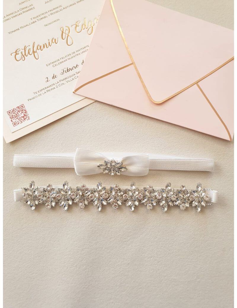 Liga de novia de pedrería Stardust ivory