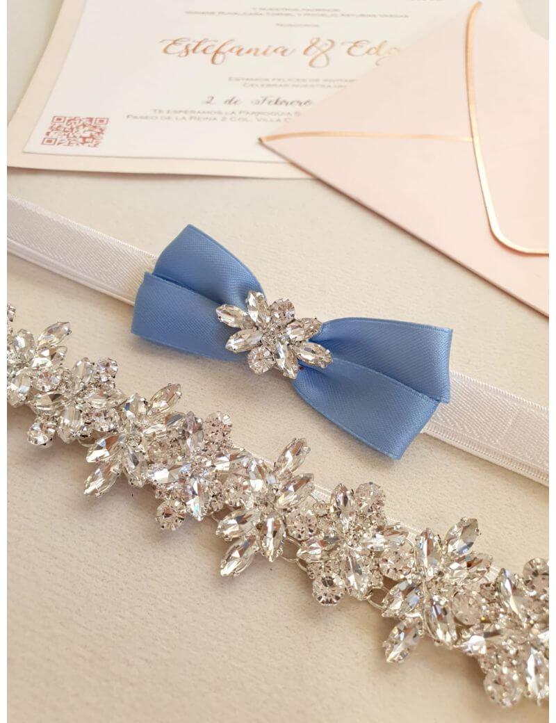 Liga de novia de pedrería Stardust plumbago