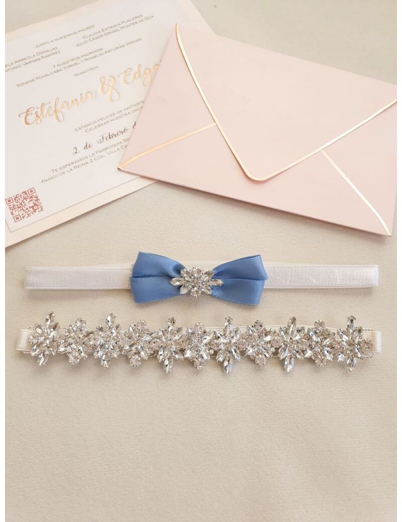 Liga de novia de pedrería Stardust plumbago
